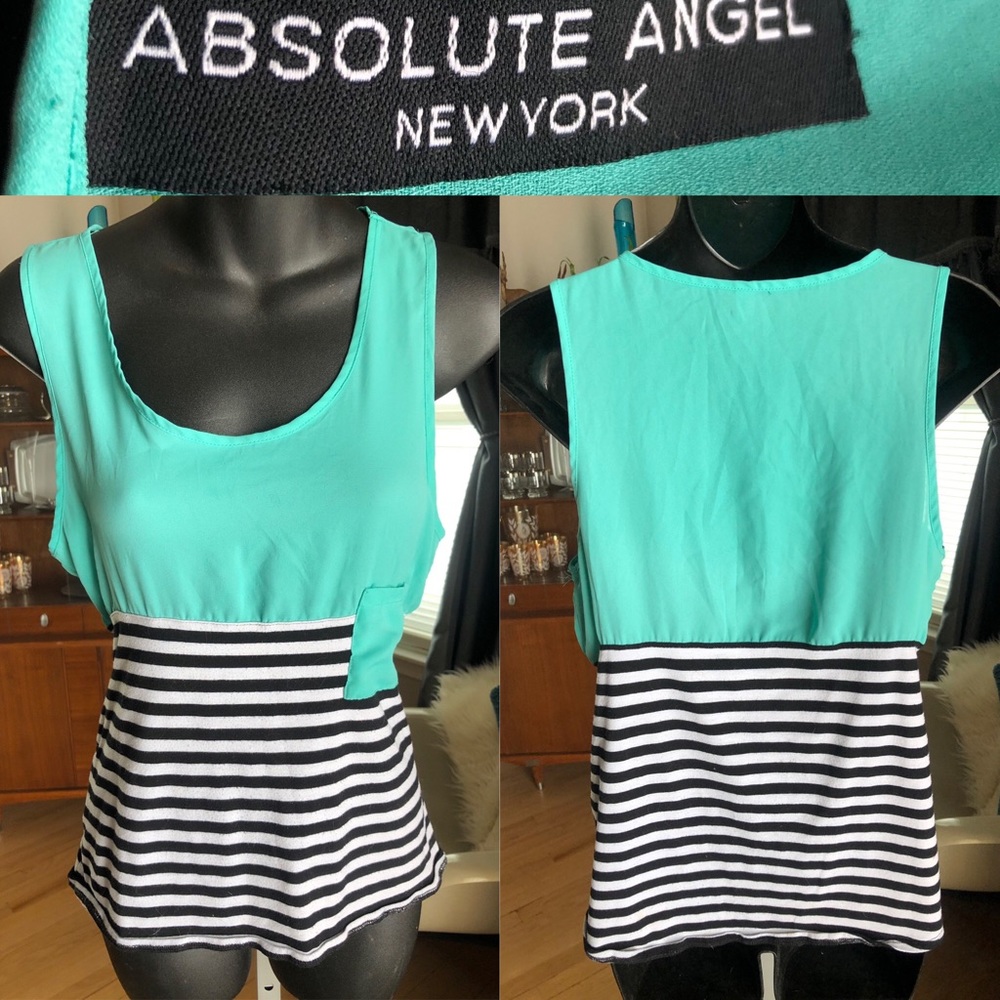 Absolutely Angel turquoise/stripped sleeveless top